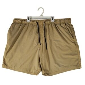 American Eagle Mens XXL Tan Khaki Active Hiking Shorts Elastic Waist Zip Pockets